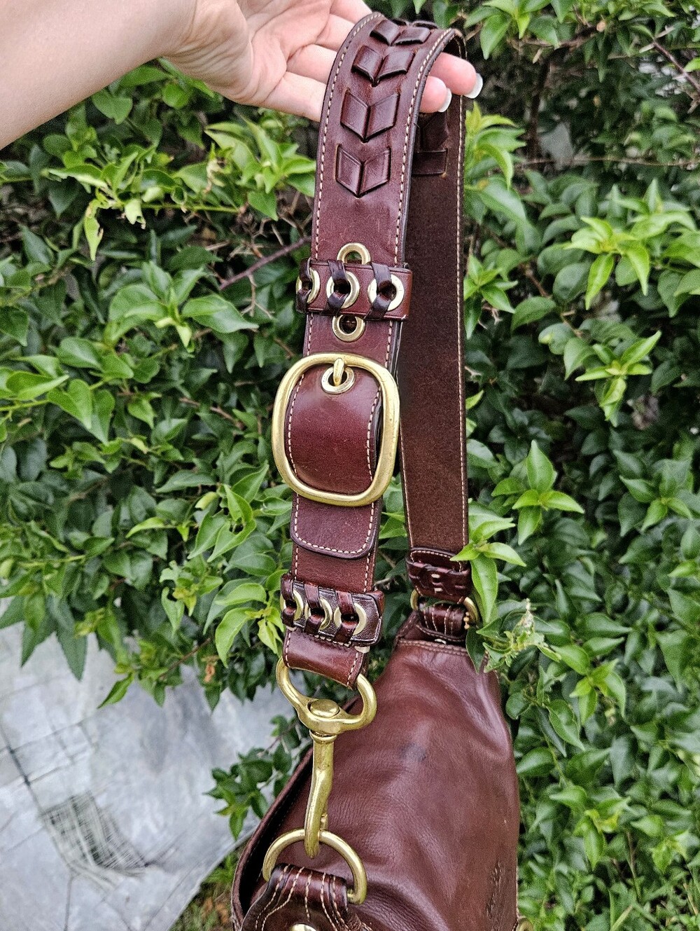 Coach Bleecker 11434 Chocolate Brown Signature Leather Flap Shoulder Bag Y2K - Picture 8 of 13